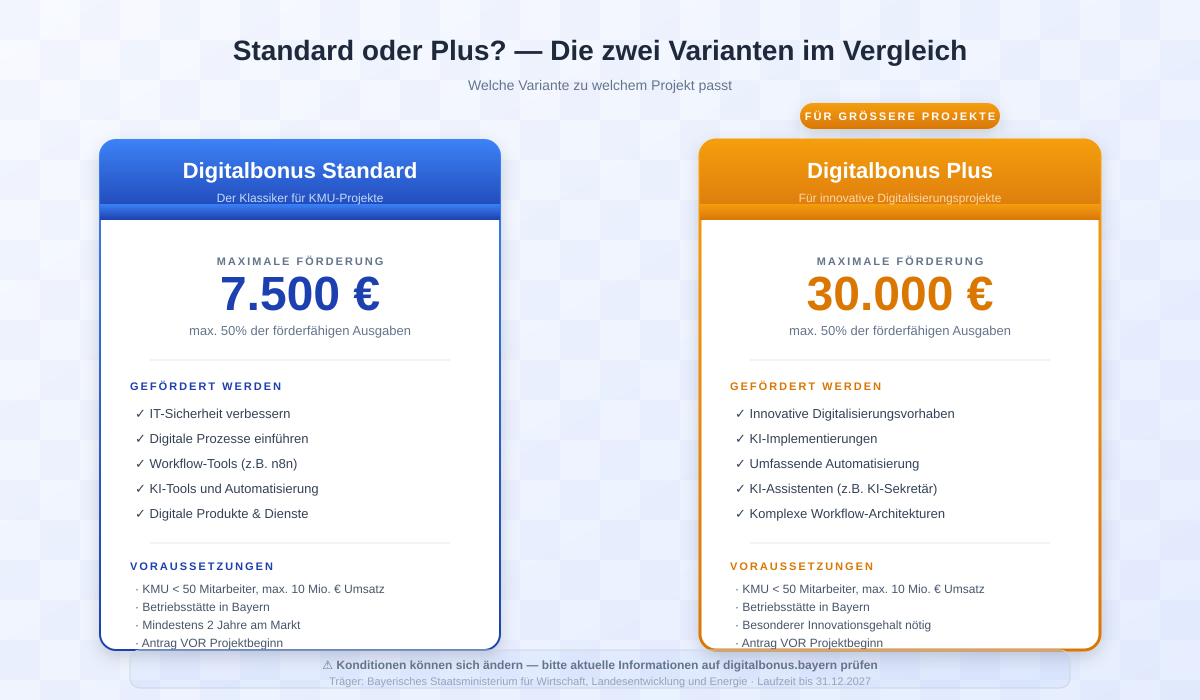 Die zwei Varianten des Digitalbonus Bayern im Überblick