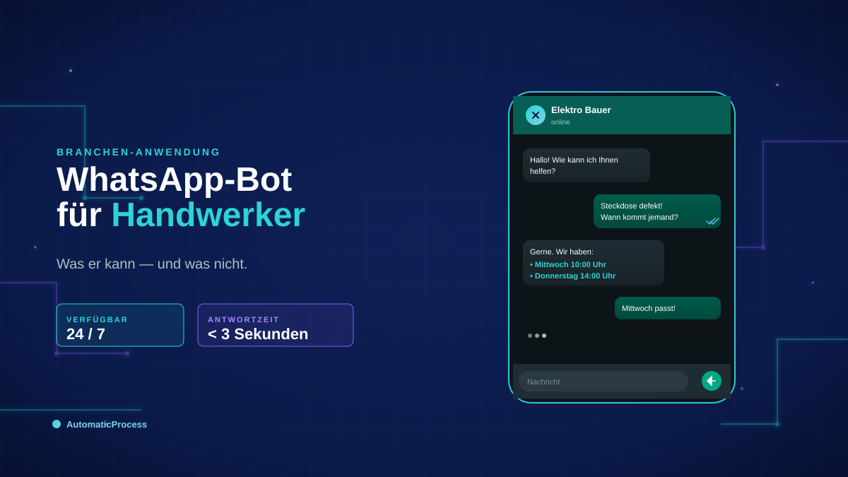 WhatsApp-Bot für Handwerker — was er kann und was nicht